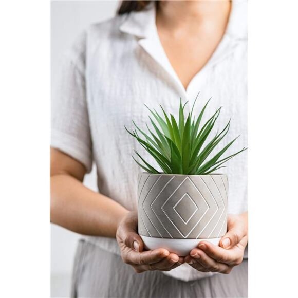 Farmhouse Artificial Plant | 8" Fake Plant for Desk Decor - Picture 3 of 7